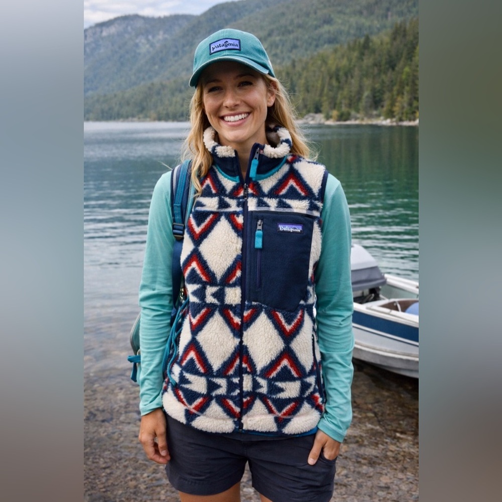 Patagonia Rare Classic Retro X Vest Brass Hawk Smolder Blue Women's Medium